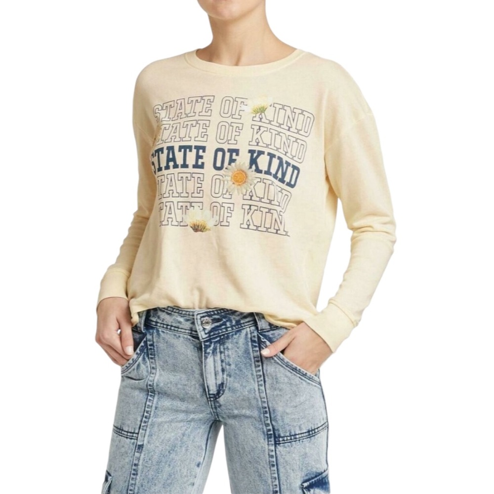 Doe. State of Kind Women’s Embroidered Graphic Sweatshirt in White | Size Medium